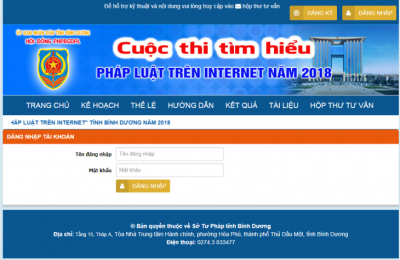 Hướng dẫn Tham gia cuộc thi "Tìm hiểu Pháp luật trên Internet" của tỉnh Bình Dương năm 2018